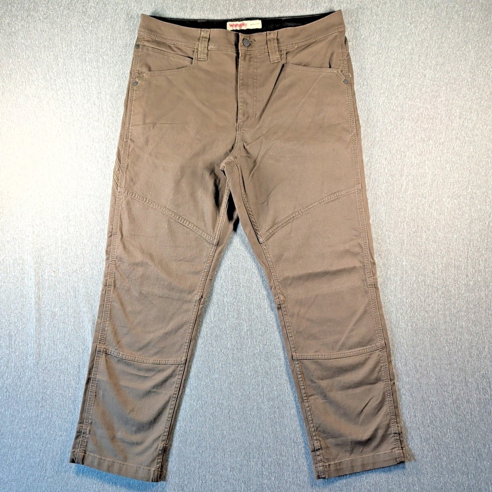 Wrangler 34x29 ATG™ Mens Jackson Utility Work Pants Double Knee Brown Gorpcore